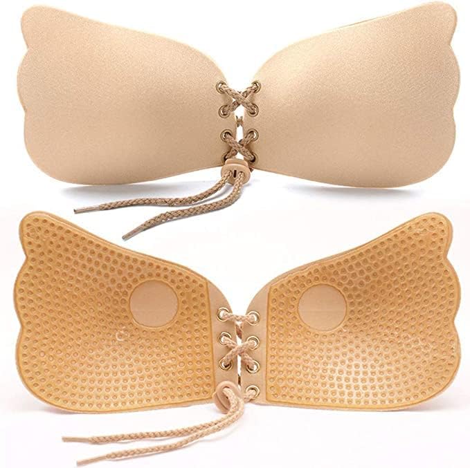 Women's  Self Adhesive Strapless Backless Solid Invisible Stick Gel Silicone Push Up Underwear Bra