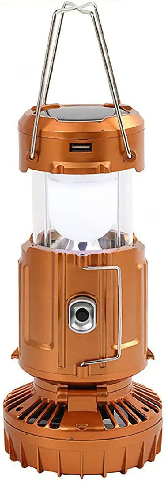 Multifunctional Solar Lantern with Fan Powerbank - Solar Rechargeable, USB and Batteries