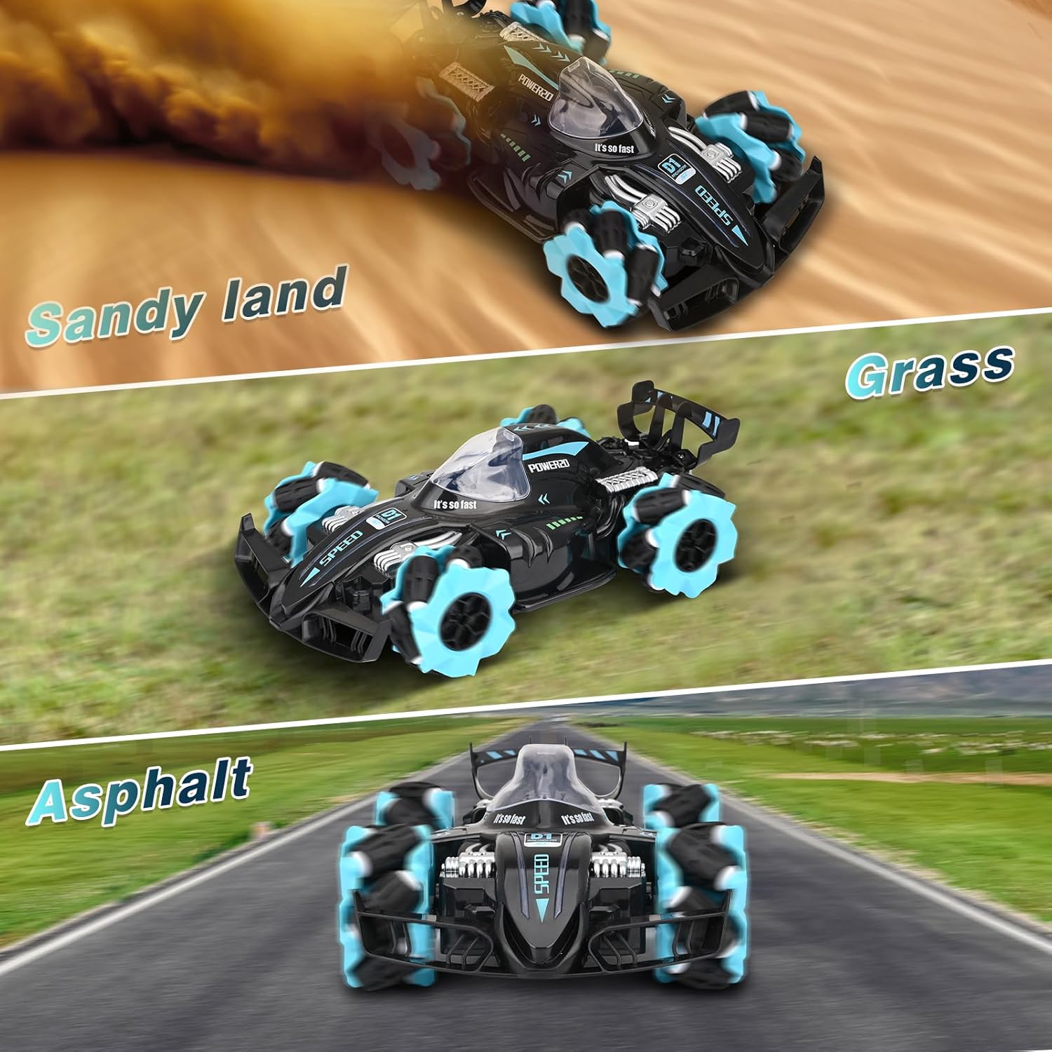 Bestcool Remote Control Car, 4WD 2.4GHz RC Stunt Car Rechargeable RC Car Toys with Spray Mist Music Controller Drift RC Car Racing Vehicle Toy Christmas Birthday Gifts for Boys Girls