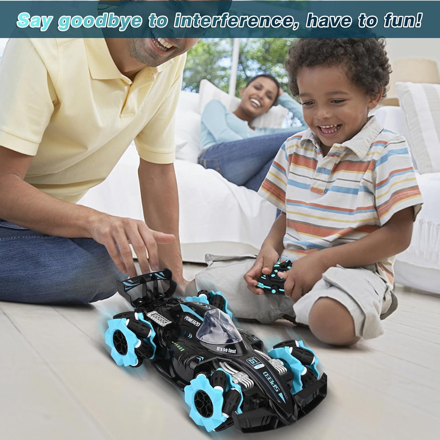 Bestcool Remote Control Car, 4WD 2.4GHz RC Stunt Car Rechargeable RC Car Toys with Spray Mist Music Controller Drift RC Car Racing Vehicle Toy Christmas Birthday Gifts for Boys Girls