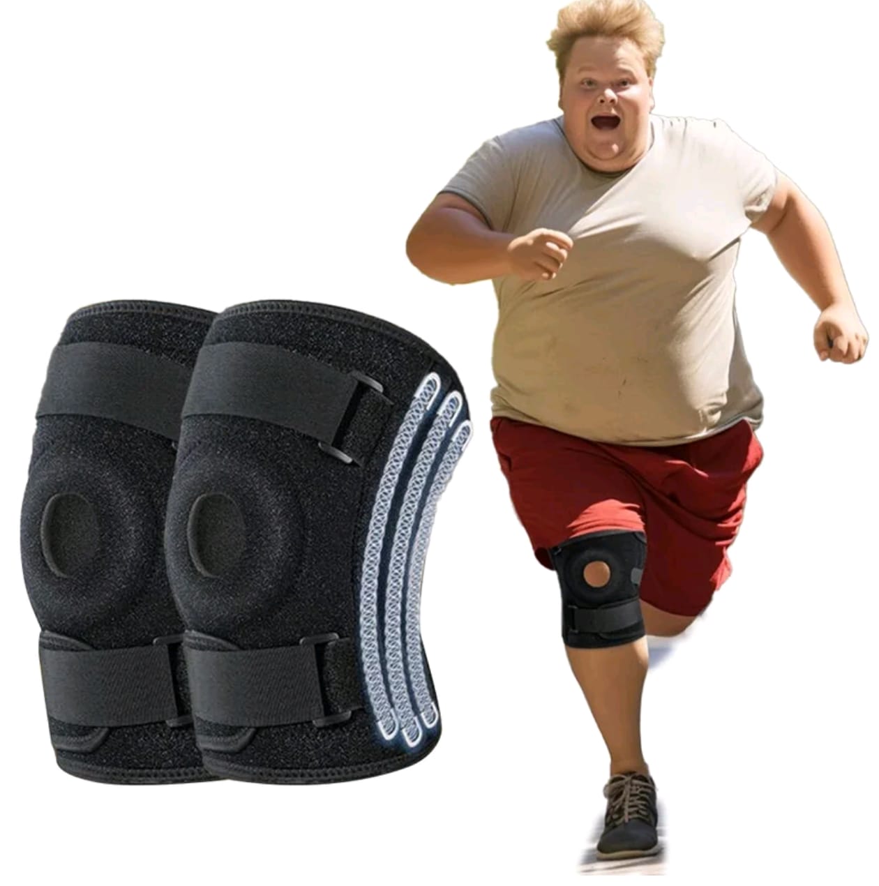 Knee Support Hinged Knee Brace With Side Stabilizers Open Patella Pain Relief