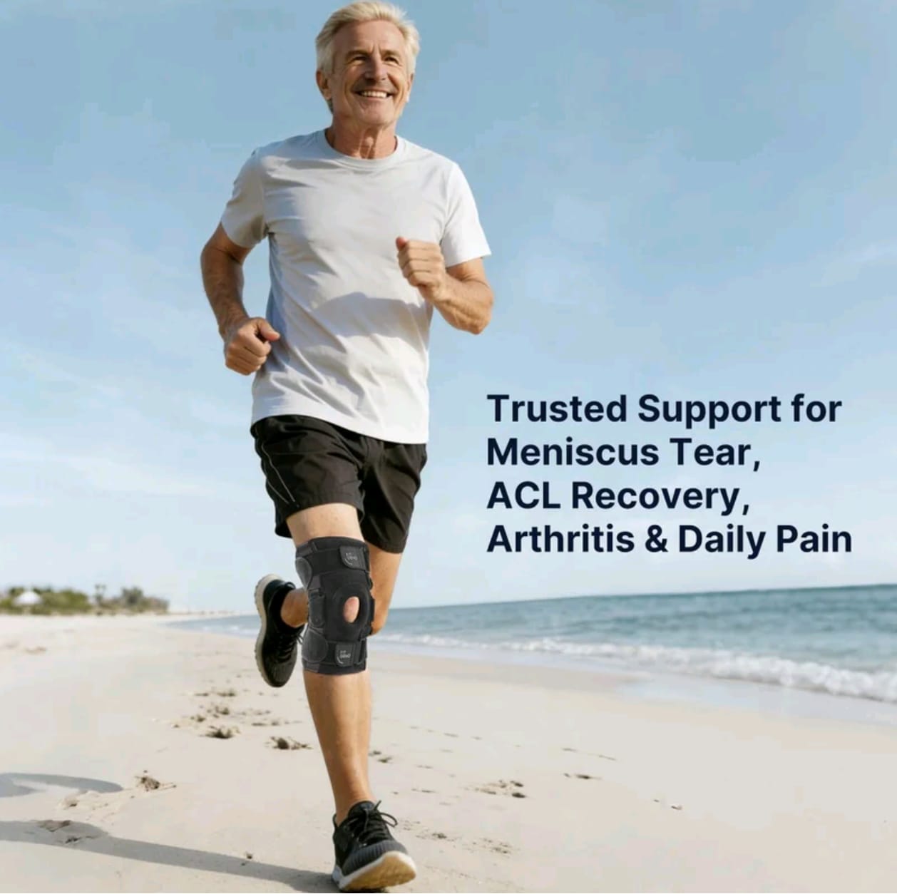 Knee Support Hinged Knee Brace With Side Stabilizers Open Patella Pain Relief