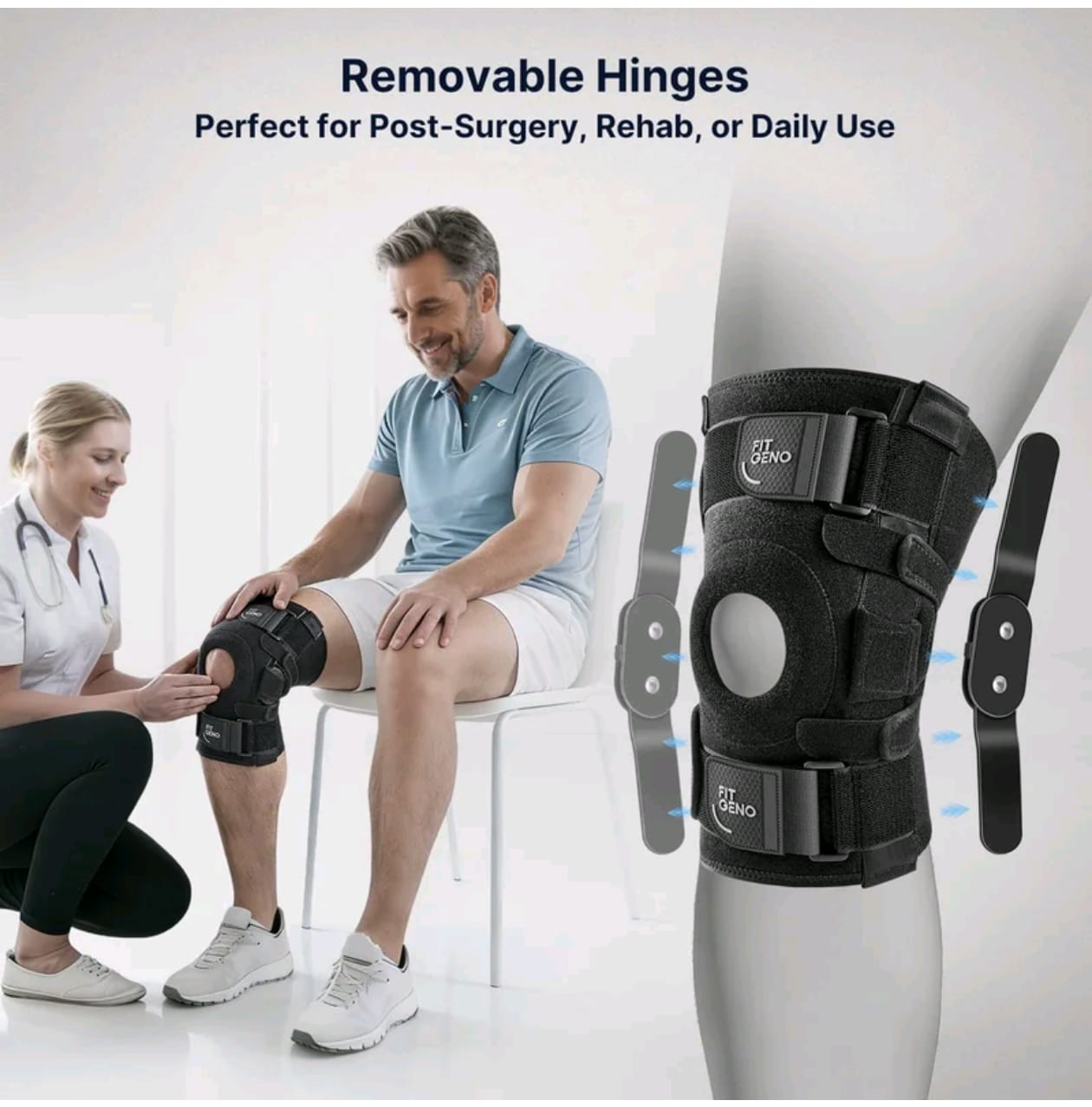 Knee Support Hinged Knee Brace With Side Stabilizers Open Patella Pain Relief