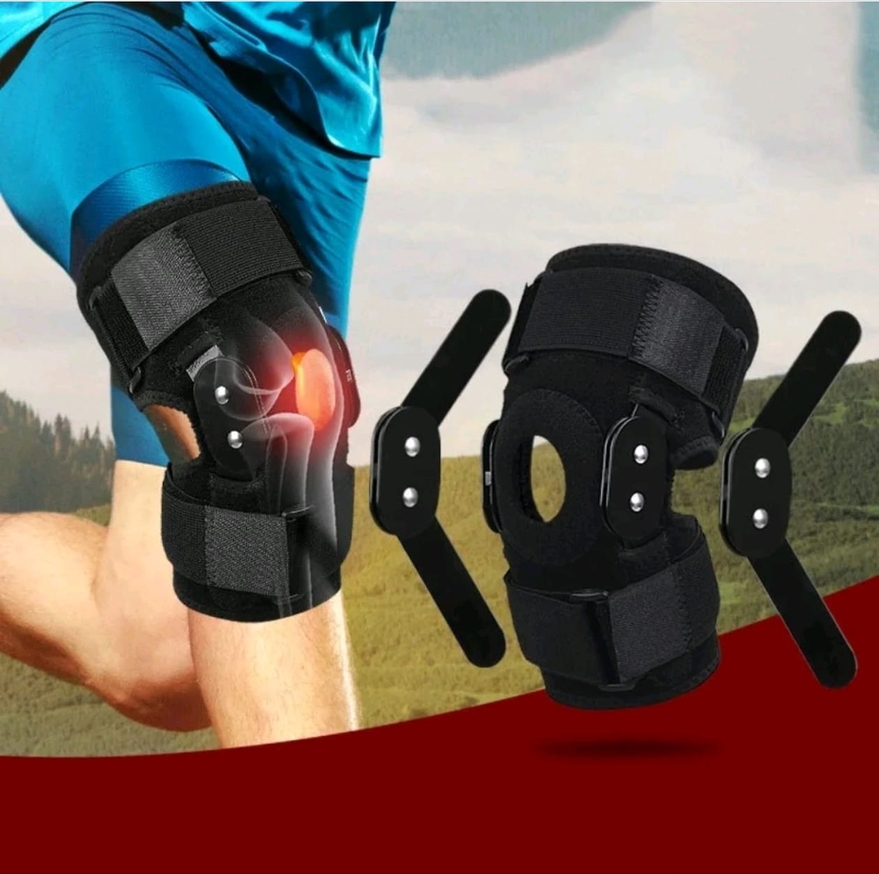 Knee Support Hinged Knee Brace With Side Stabilizers Open Patella Pain Relief