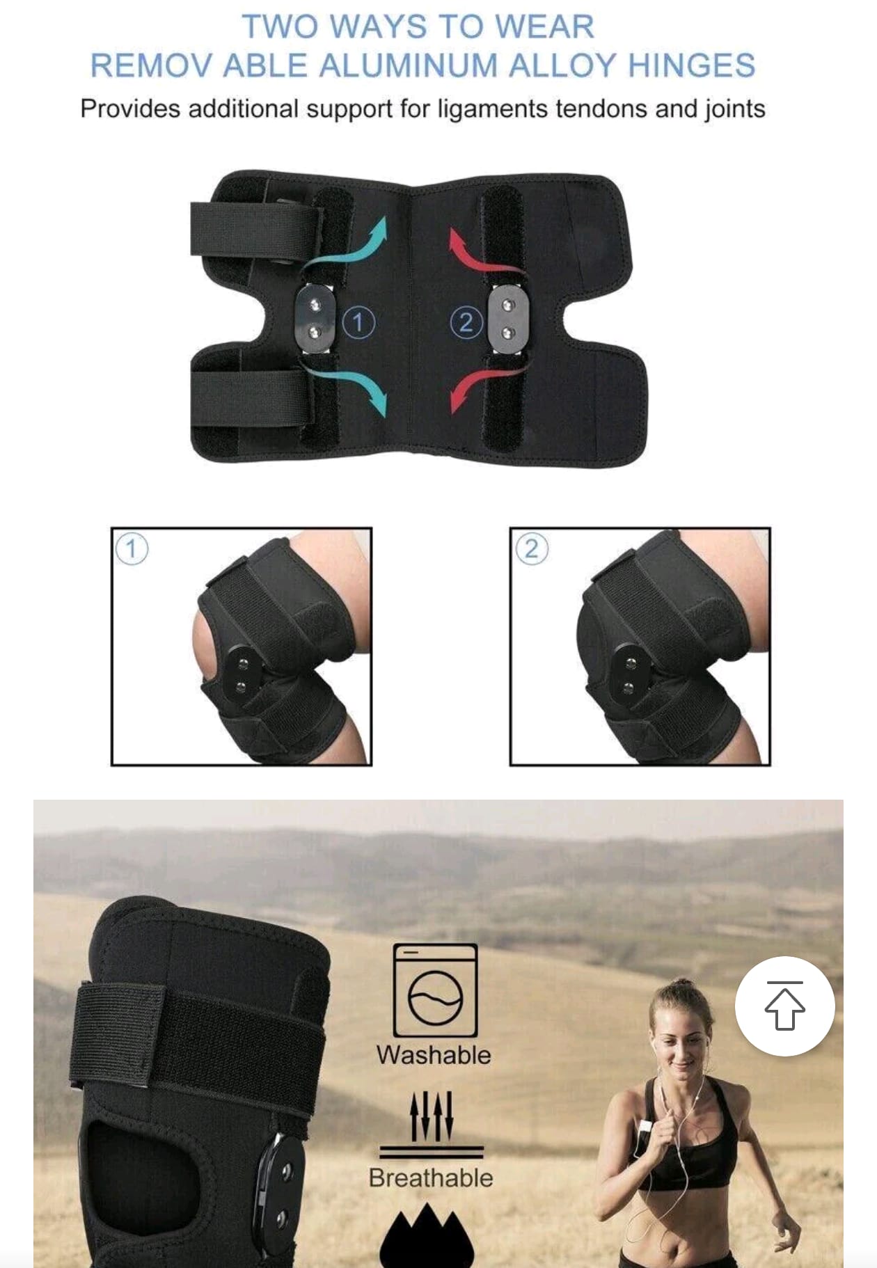 Knee Support Hinged Knee Brace With Side Stabilizers Open Patella Pain Relief