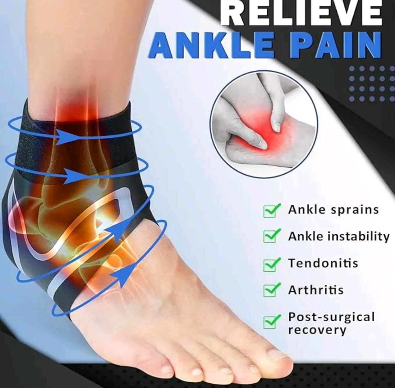 Ankle Support for Men and Women -  Adjustable Ankle Brace for pain and prevention