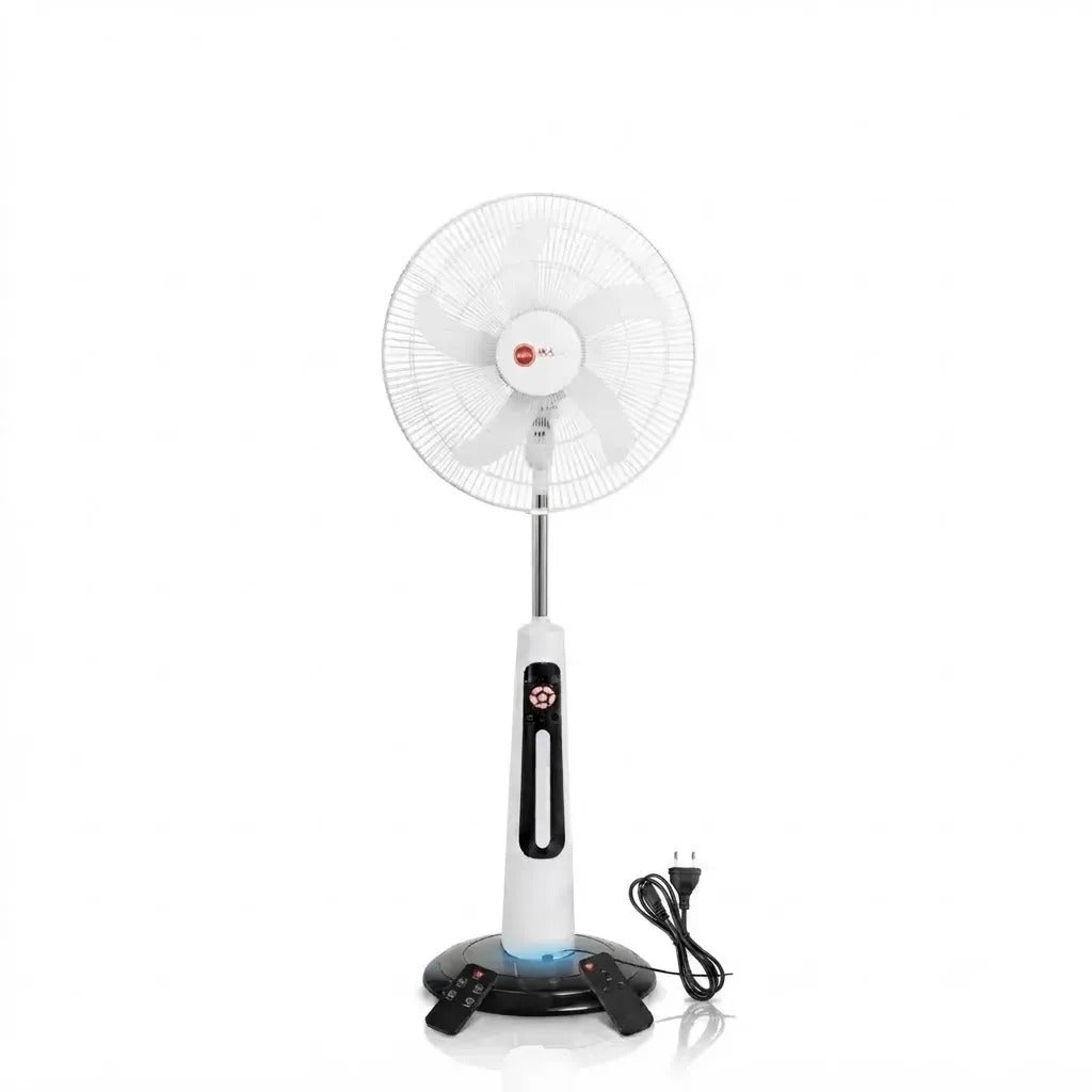 H&A 18-Inch Rechargeable Standing Fan with Remote, LED Light & USB Port - 300A-18