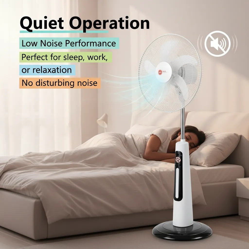 H&A 18-Inch Rechargeable Standing Fan with Remote, LED Light & USB Port - 300A-18