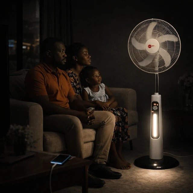 H&A 18-Inch Rechargeable Standing Fan with Remote, LED Light & USB Port - 300A-18