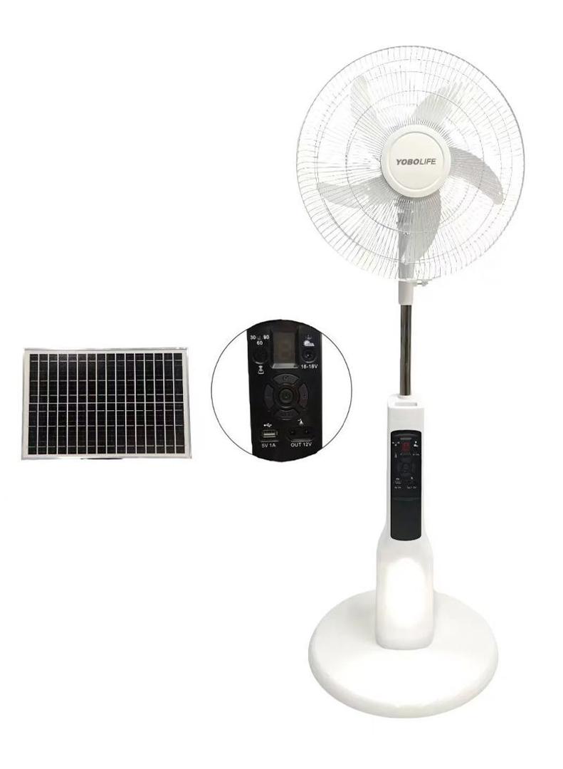 H&A 18-Inch Rechargeable Standing Fan with Remote, LED Light & USB Port - 300A-18