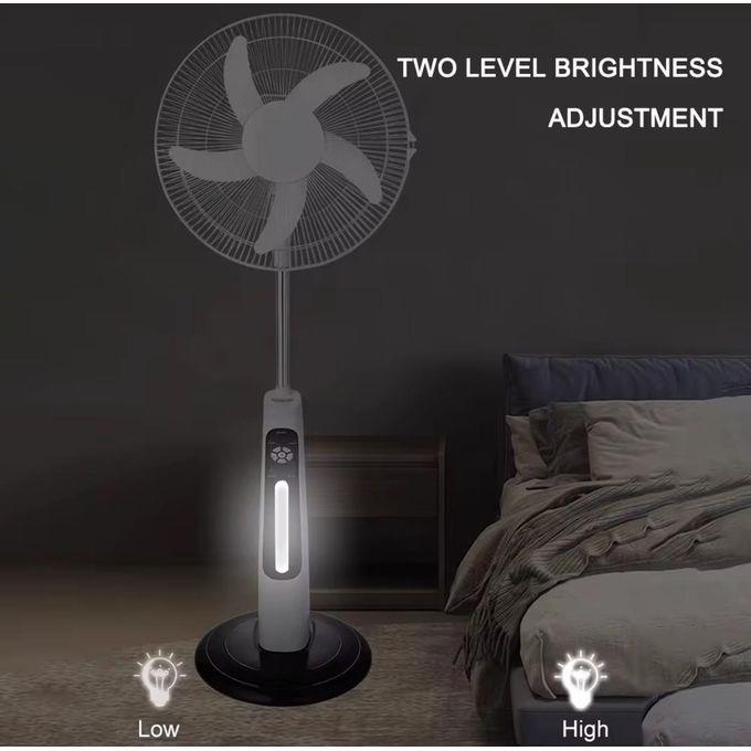 H&A 18-Inch Rechargeable Standing Fan with Remote, LED Light & USB Port - 300A-18