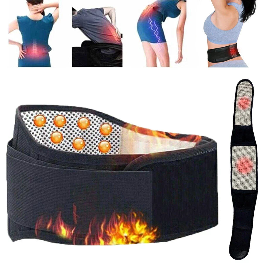 Back Brace Back Support Belt for Pain Relief Heated Back Brace Magnetic Therapy Waist Belt Wrap Adjustable Heating Lumbar Support Belt for Men Women